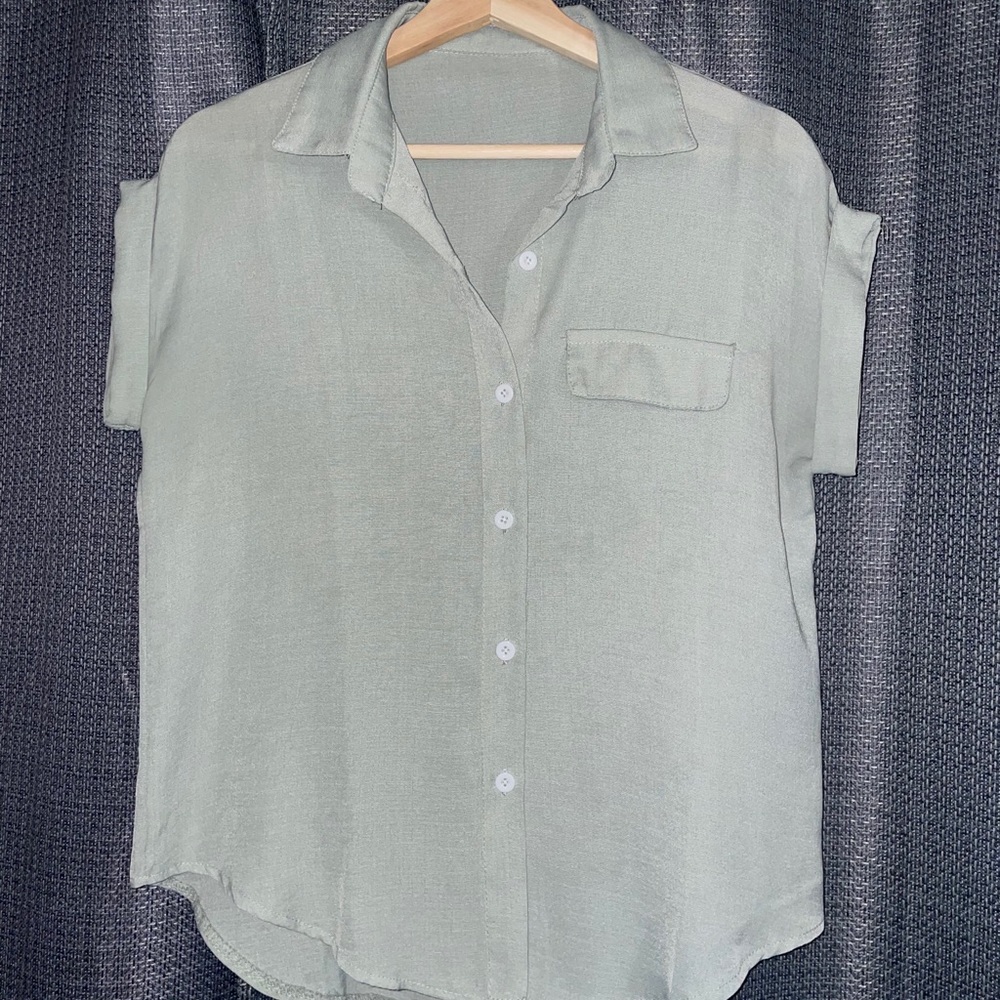 Mint Green short sleeve button down
